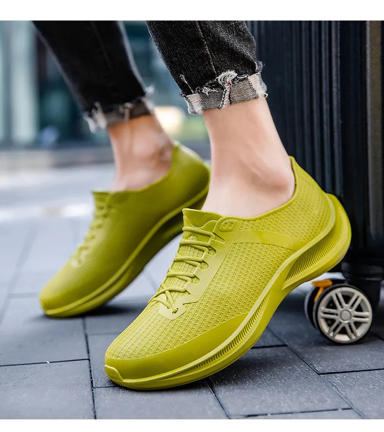 New Men's Outdoor Hiking Rain Boots Fashion Beach Non Slip Rain Shoes Rubber Fishing Work Shoes Durable Waterproof Rubber Shoes