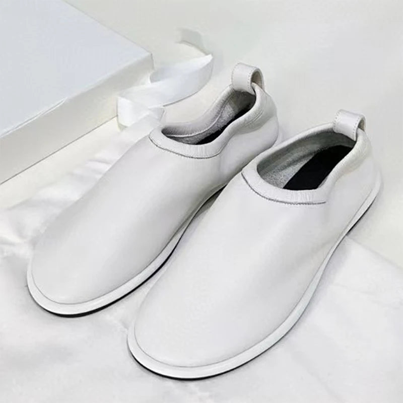 High Quality Suede Leather Loafers Women Round Toe Slip-On Casual Flat Shoes Woman Daily Lightweight Comfort Walking Shoes Woman