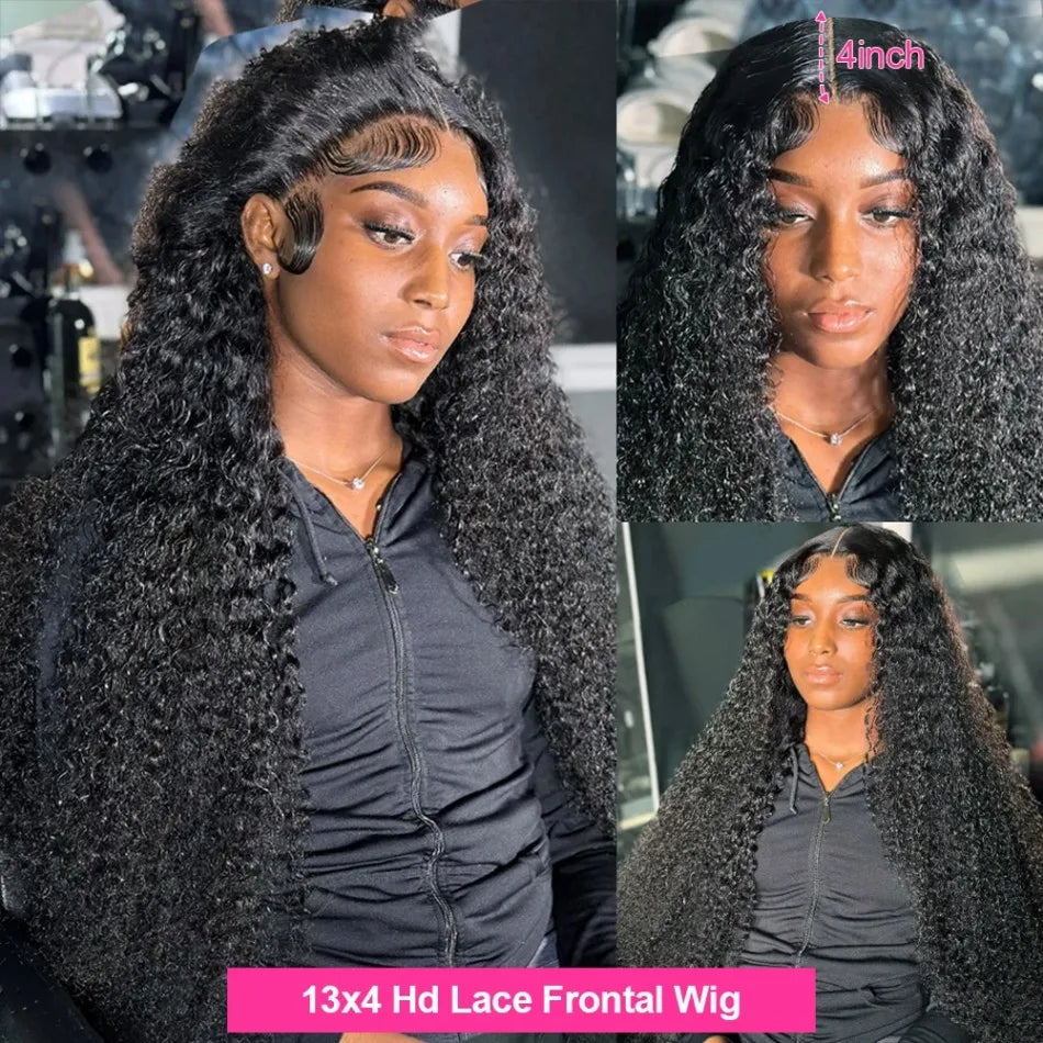 Deep Wave 13x6 Hd Lace Frontal Wigs 250 Density Women Water Wave Curly 13x4 Transparent Lace Front Highlight Wigs Human Hair