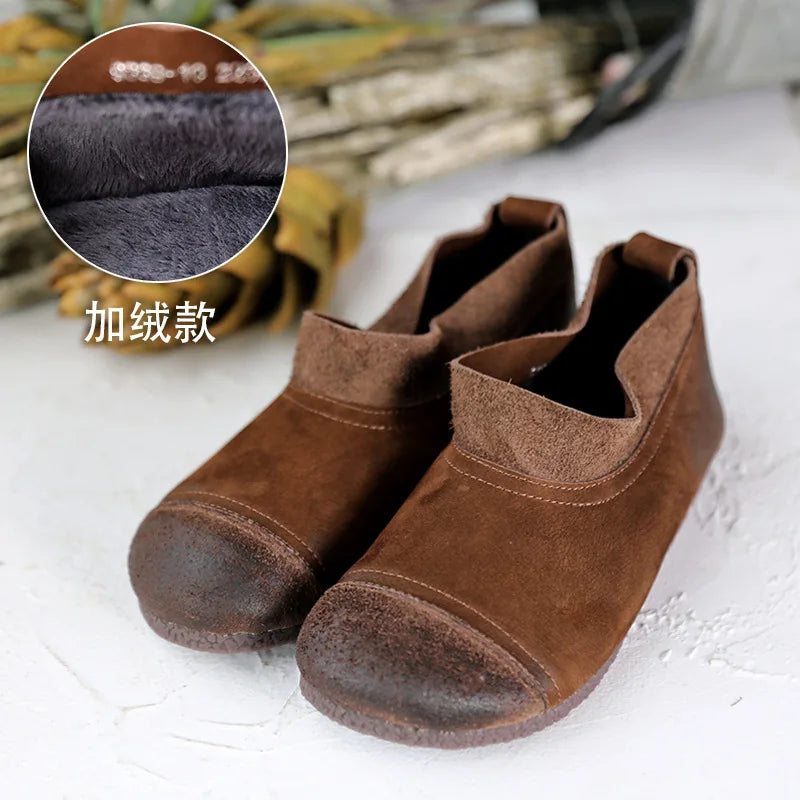 Careaymade-Genuine leather big size women's shoes,pure handmade Winter plush soft thick warm cotton boots women antiskid shoes