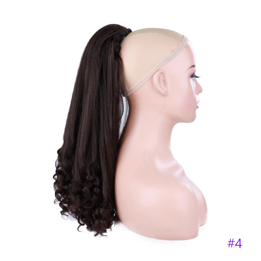 Synthetic Long Curly End Ponytail Extension Synthetic Draw-string Ponytail Clip-In Hair Extension For Women Natural Looking