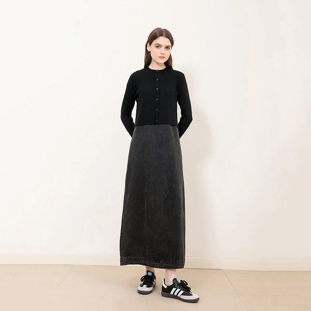 AP New 2025 Autumn Women Denim Sleeveless Dress Black Knitting Cardigan Fashion Style