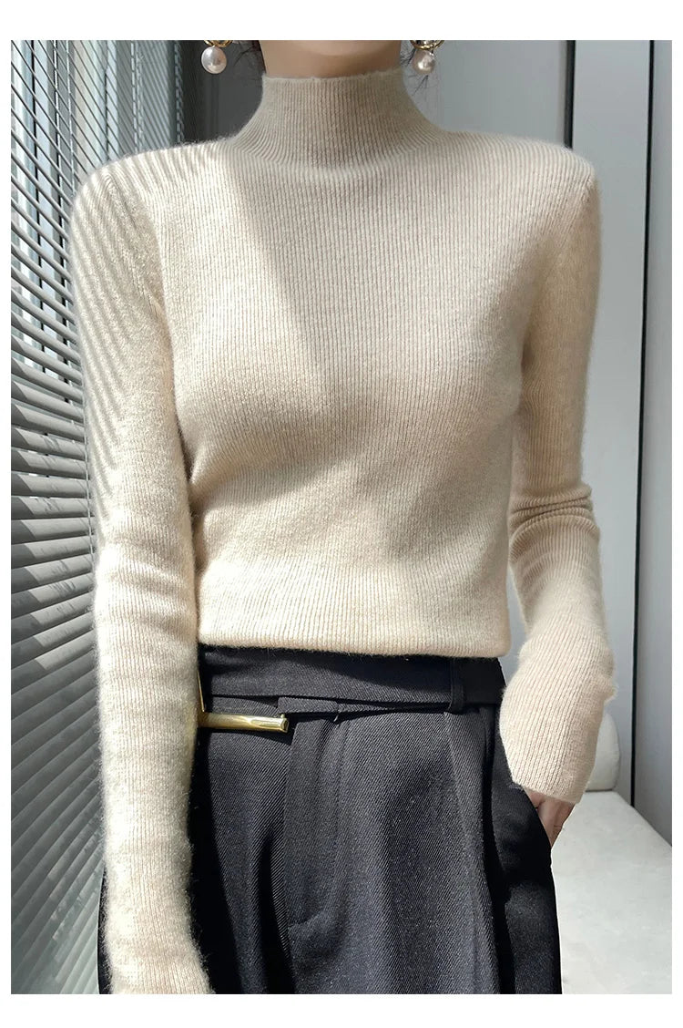 Female Slim Fit Women Sweater 2025 Autumn Winter Turtleneck Thickening Warm Soft Pullovers Ladies Solid Versatile Knitted Tops