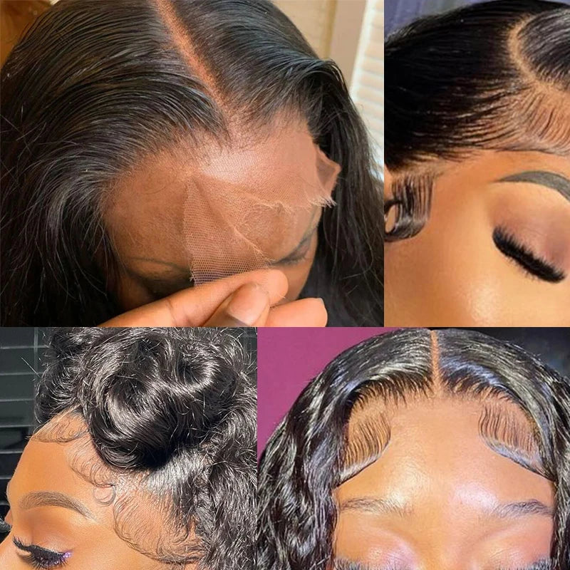 13x4 Lace Frontal Pre Plucked Natural Hairline Straight Remy Human Hair Closure Body Wave Transparent Lace Frontal