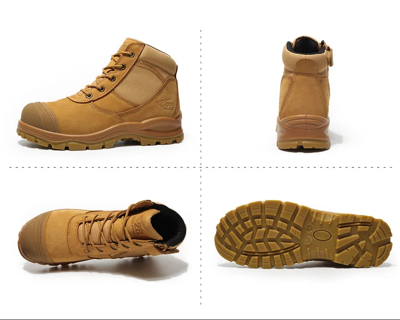 Genuine Leather Men's Boots Safety Shoes Indestructible Work Boots Steel Toe Shoes Puncture-Proof security Protective Shoes Male