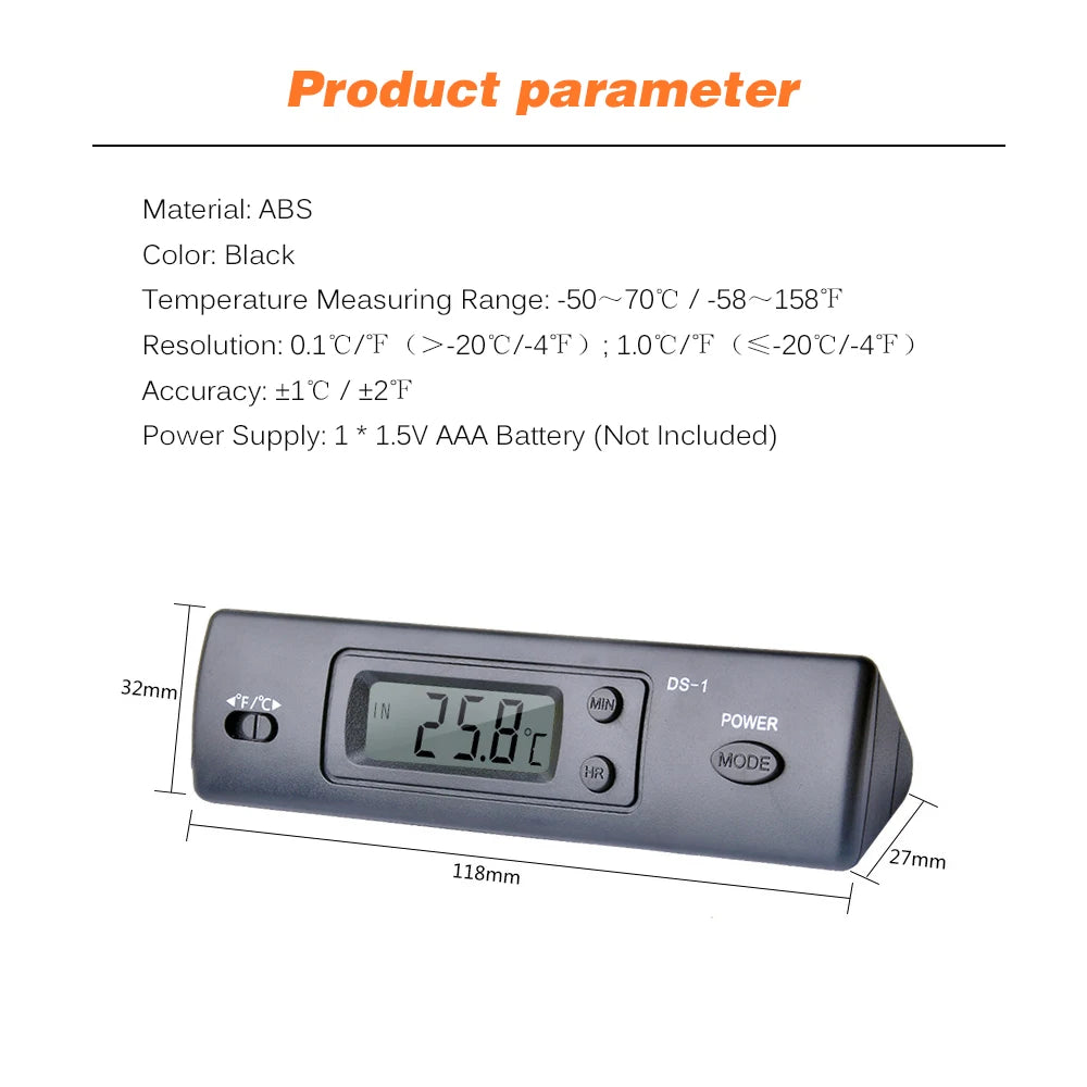 Mini Thermometer Electronic Digital Thermometer Indoor Outdoor Multi-Function Thermometer Time Temperature Display with Probe