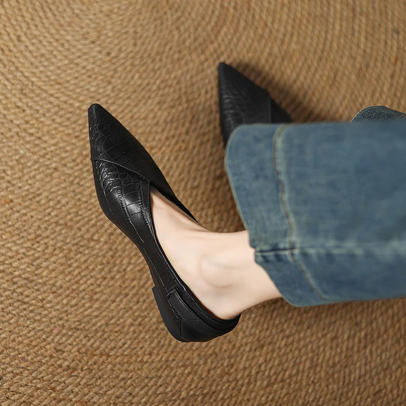 2025 New Summer Horsehair Leather Woman flats women Shoes pointed Toe Women Shoes Fashion Loafers Low Heel Flat Shoes