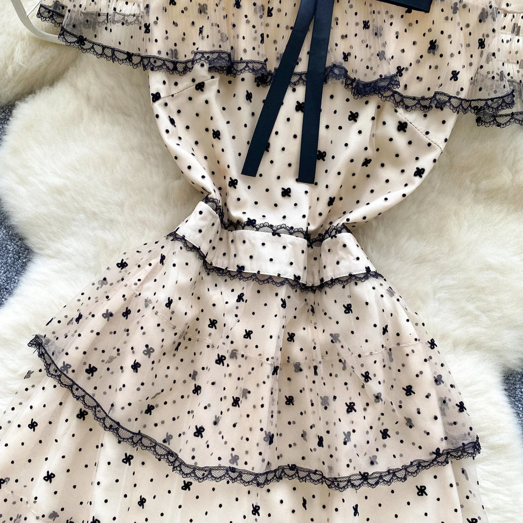 Ele Lace Splice Waist Cinched Me Dr Women's Summer New Sle Celebri Aosphere Super Fairy T Dr Skirt