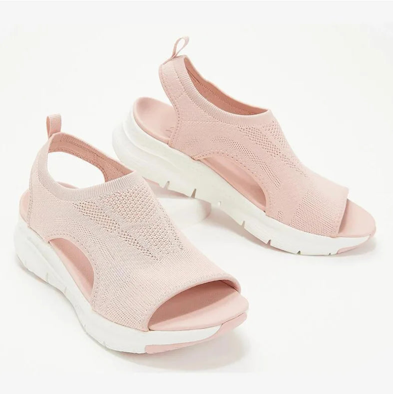 2022 Summer Women Sandals Solid Color Mesh Wedge Shoes Hollow Out Casual Ladies Open Toe Slip-on Platform Female Sandalias Mujer