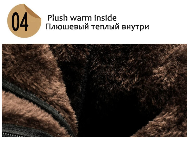 Genuine Leather Ankle Boots Men Outdoor Leather Winter Fur Warm Man Boots Army Hunting Boots for Men Shoes Casual Black Boots