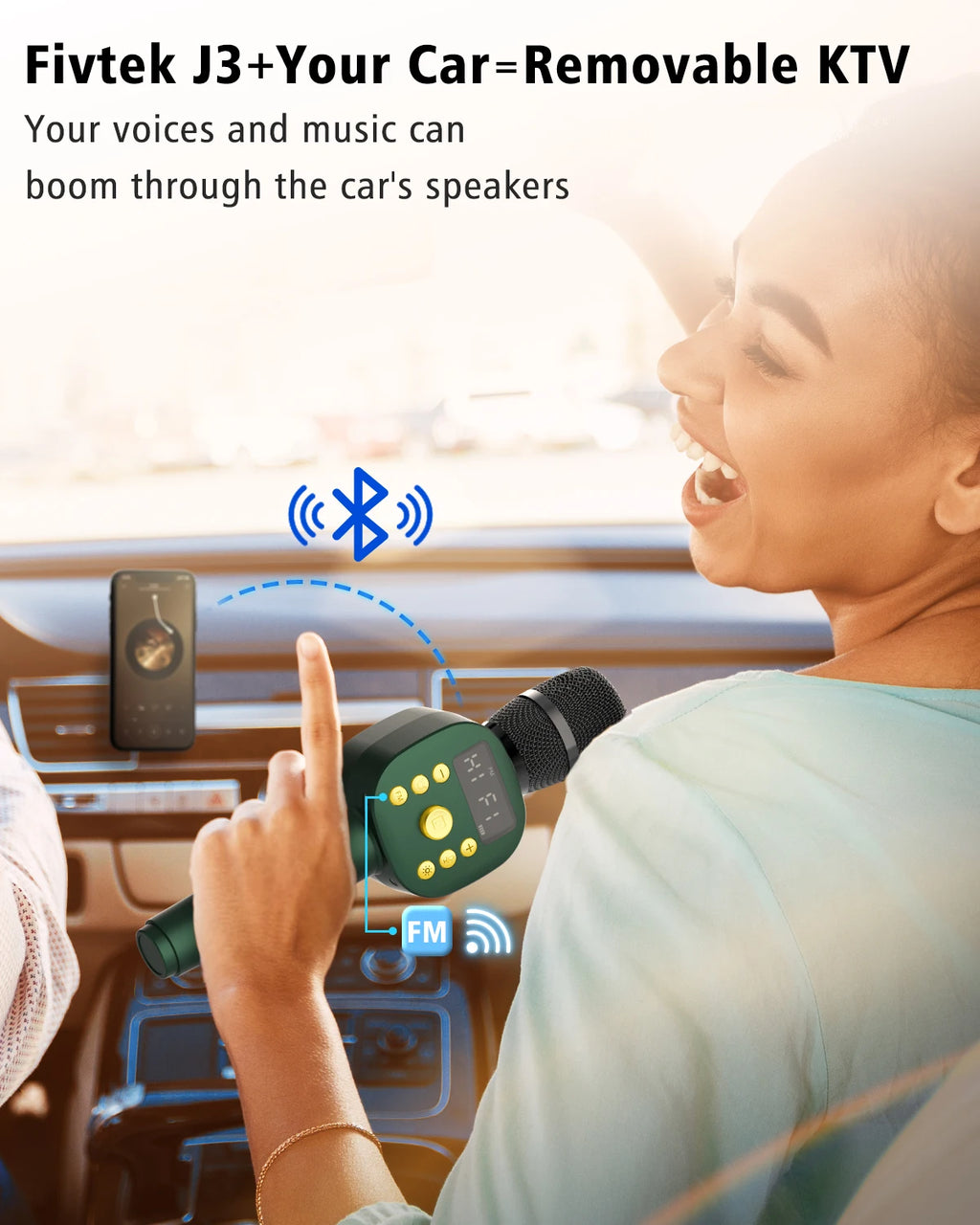 Karaoke Microphone Bluetooth Wireless Portable Home Singing Machine with Duet Sing/Record/Play/Reverb for Adult/Kid Gift