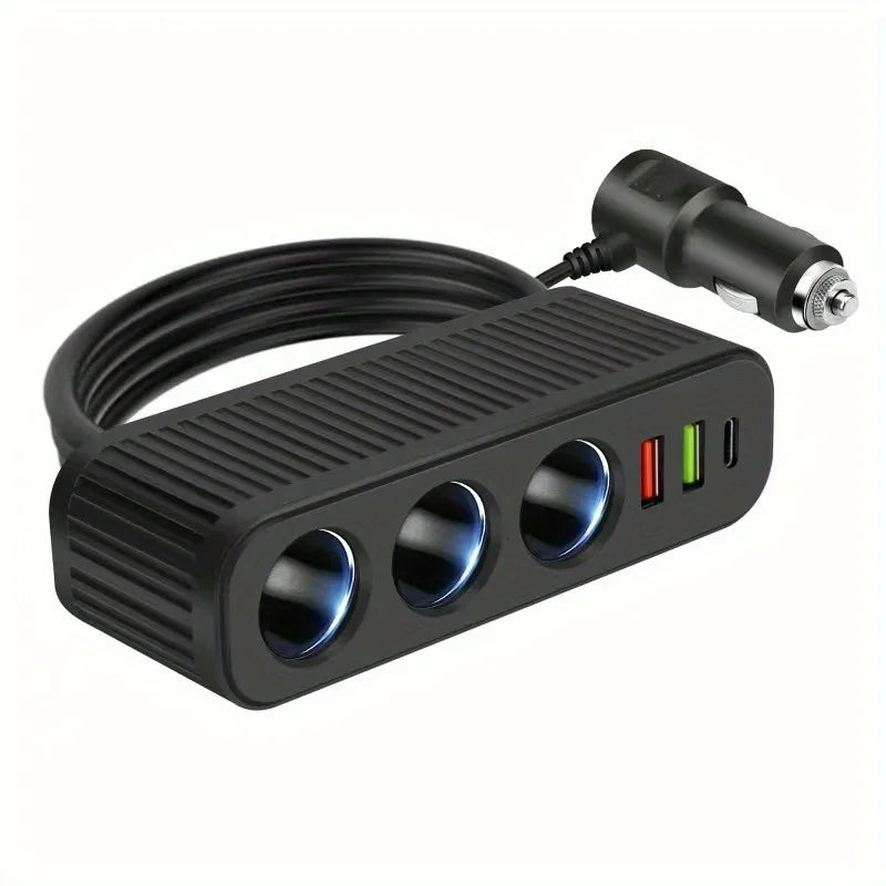 PD 120W Fast Charger 12V/24V Dual USB Quick Charge Power Adapter Charger One-to-four Multifunctional Socket Car Charger