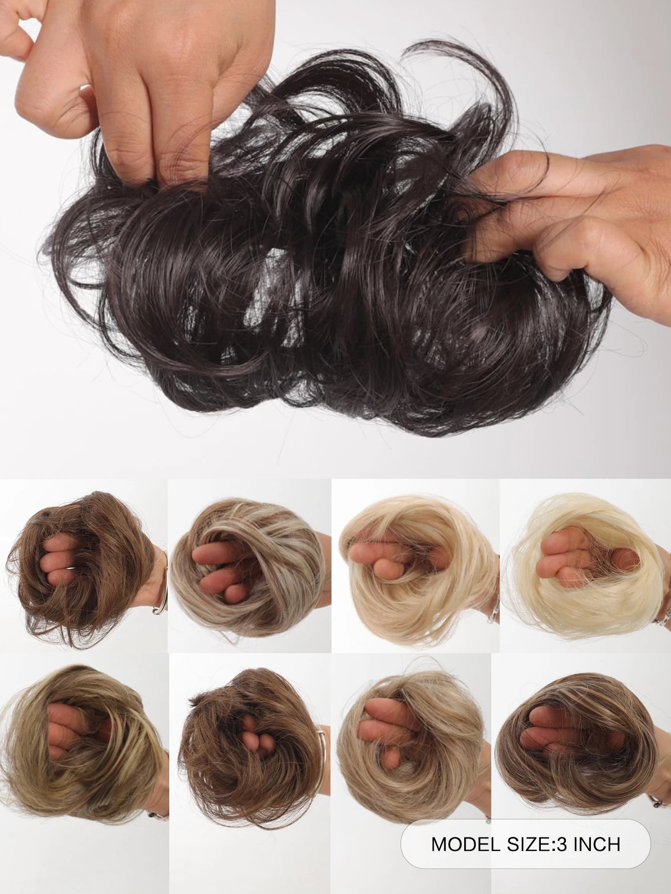 YELOWTIM Synthetic Chignon Elastic Rubber Band Fake Hair Bun Clip in on Hair Tail Extension Updo Hair Piece Ponytail For Women