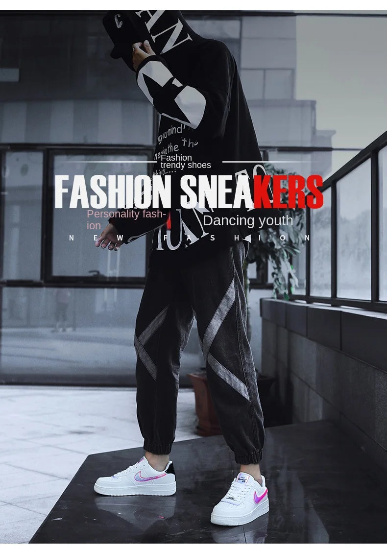 Aj1 Men's Air Force One Men's Shoes Video Game Pixel White Laser Joint Low-Top Sneakers Casual White Shoes