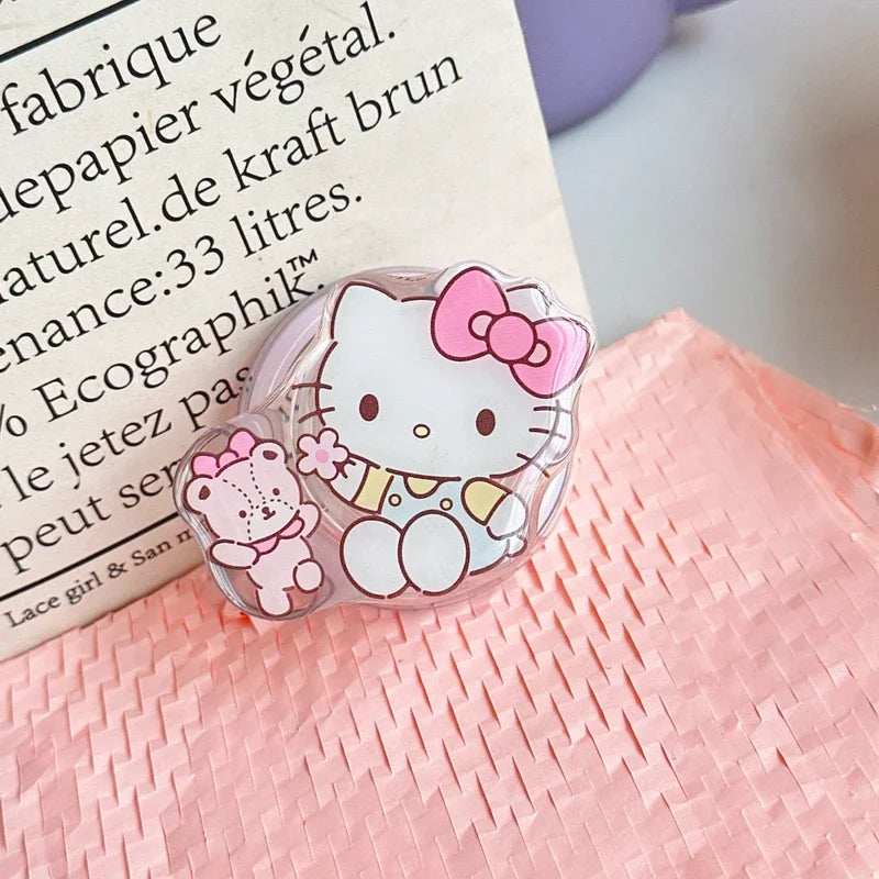Cute Cartoon Sanrio Hello Kitty Magnetic Holder Magsafe Wireless Charge Phone Case For iPhone 15 14 13 12 11 Pro Max Hard Cover