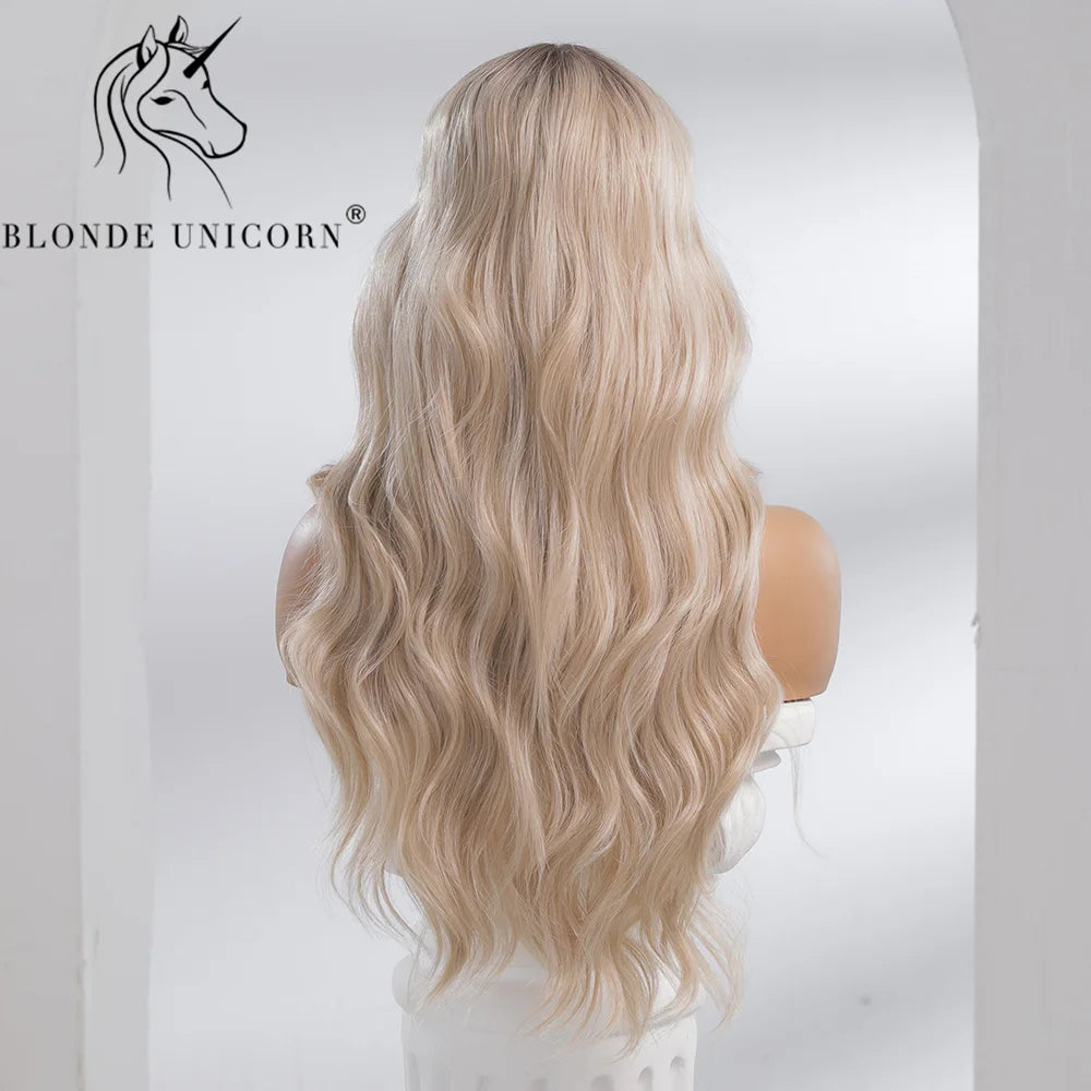 Blonde Unicorn Lace Front Wig Blonde Wave Wig Hair Synthetic Wigs for Black White Women Daily Party Cosplay Heat Resistant Hair