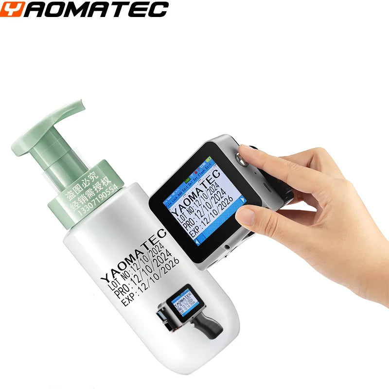 with cartridge: G1760 12.7mm printing gun QR Bar Batch Code Date Logo Expiry Label Portable mini Handheld Thermal Inkjet Printer