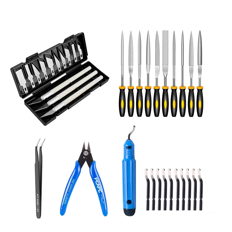 3D Printer Tool Kit Nozzle Cleaning Pliers Tweezers File Deburring Trimming and Grinding Tool Set 3D Printing Accessories