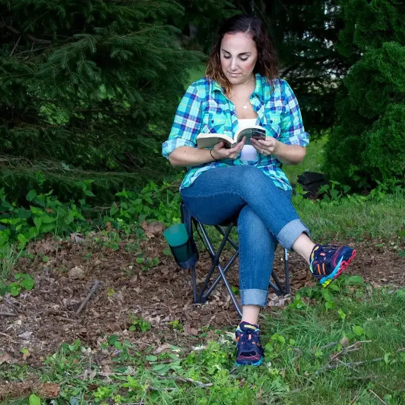 Outdoor Quik-E Seat Collapsible Stool with Back Support