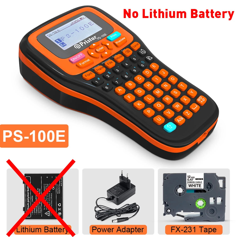 PS100E Auto Cutting Label Printer with 10PK Heat Shrink Tube Tape 11.8mm for HSe231 Portable Industrial Label Maker Machine