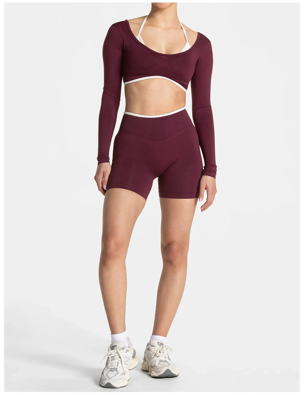 Seamless Fake Two-piece Long Sleeved Yoga Top  Women's Running and Fitness Sports Top Suit Top