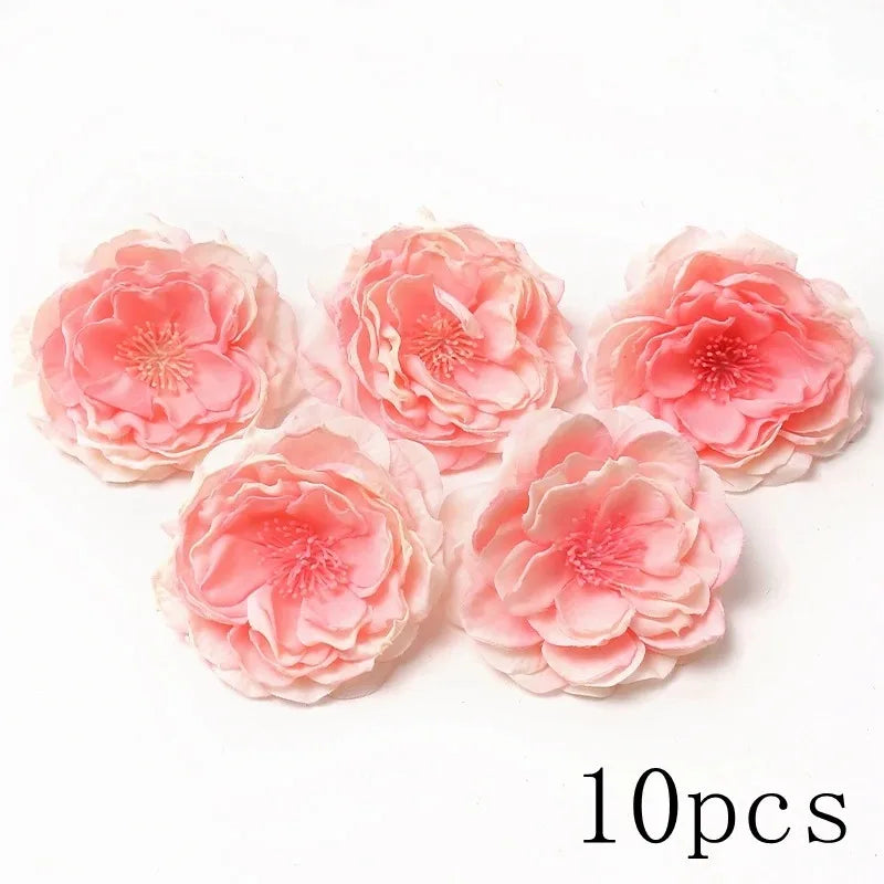 Pink Artificial Flowers Head For Wedding Home Room Decor DIY Fake Flowers For Decoration Birthday Party Craft Wreath Decoration