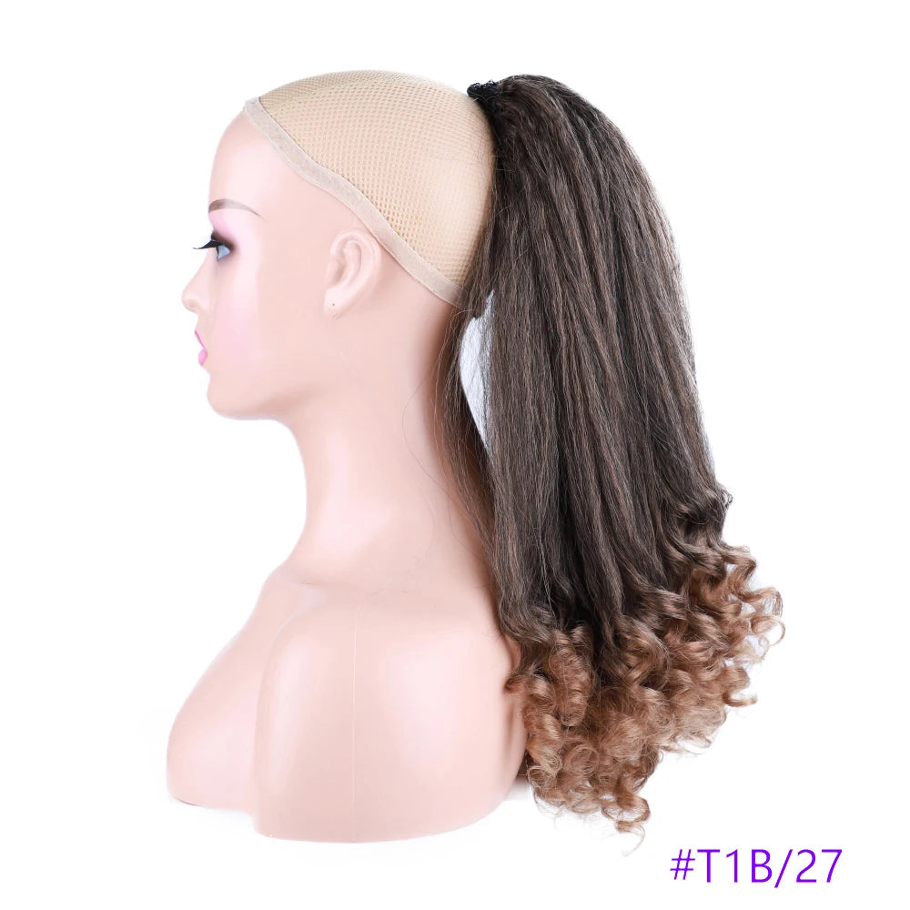 Synthetic Long Curly End Ponytail Extension Synthetic Draw-string Ponytail Clip-In Hair Extension For Women Natural Looking