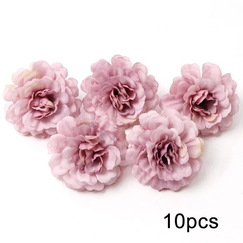 Pink Artificial Flowers Head For Wedding Home Room Decor DIY Fake Flowers For Decoration Birthday Party Craft Wreath Decoration