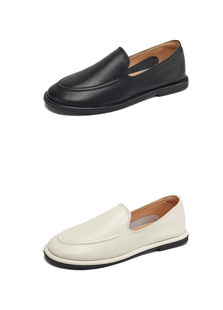 CICIYANG Loafers Women 2025 New Spring Round Toe One Foot Slip-on Shoes Women Genuine Leather Soft Flats Shoes Women