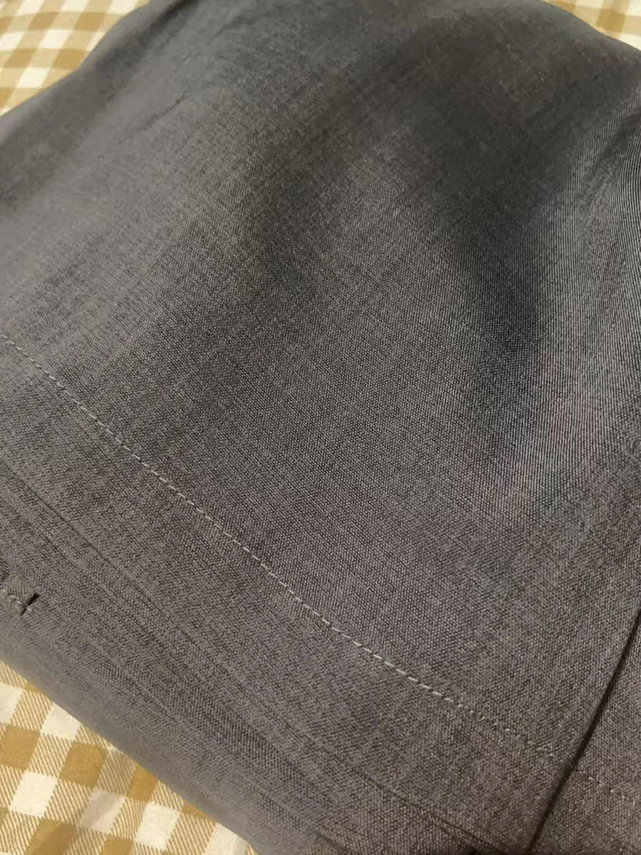 Gray Low Waisted Wide Leg Flare Pants Office Elegant Women's Casual Slim Pantalones Korean Fashion Formal 2025 New Trousers