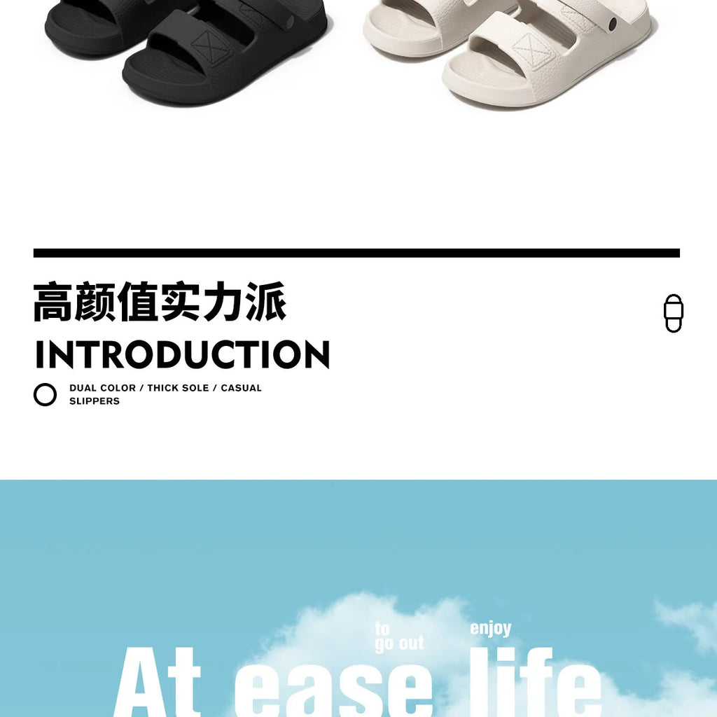 Shevalues New Sandals For Men Non-slip Outdoor Beach Shoes Soft Sole Comfortable Slides EVA Lightweight Men's Bathroom Slippers