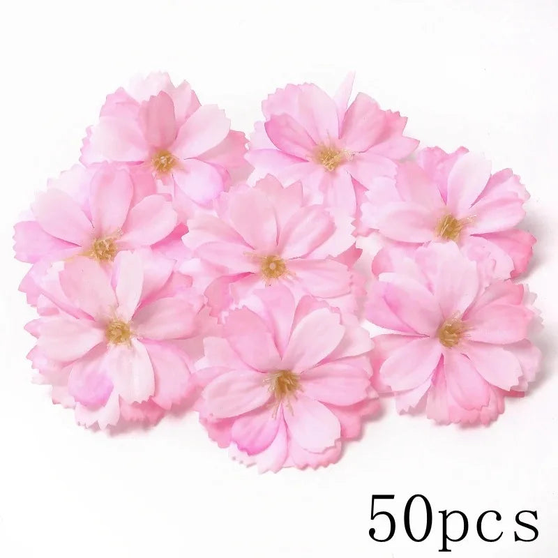Pink Artificial Flowers Head For Wedding Home Room Decor DIY Fake Flowers For Decoration Birthday Party Craft Wreath Decoration
