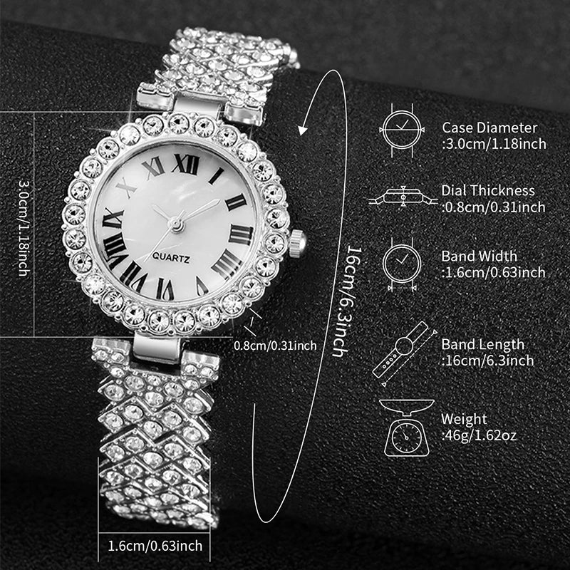 1/3PCS Luxury Rhinestone Women Watches Fashion Roma Dial Quartz Watch for Women Clock（Without Box）
