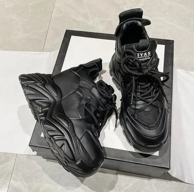 Autumn Orange Platform Sneakers Thick Sole Wedge Heels Women Casual Shoes Lace-up Slip On 2025 Ladies Height Increasing Shoes