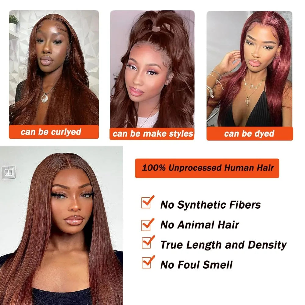 Brown Closure 4x4 Free Part Chocolate Brown #4 Color Straight Wave Closure 100% Human Hair Extensions Pre-plucked Remy 150%