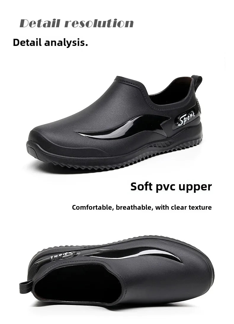 Low-top Rain Boots Women's Kitchen Water Boots Waterproof Exterior Wear Casual Flat Work Non-slip Lightweight Men's Rain Boots