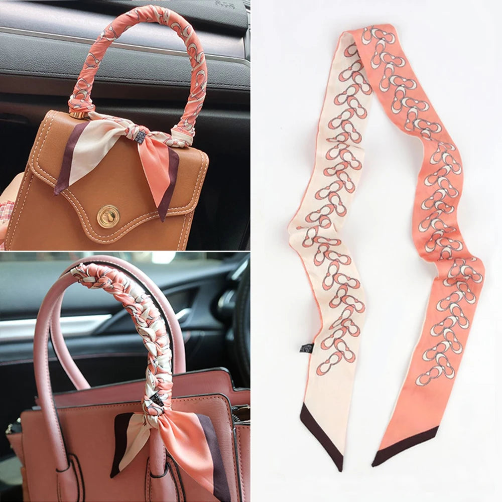 Korean Version of The Autumn Plain Color New Women's Ribbon Hair Ribbon Streamer Tied bag Long belt silk scarf Small Scarf Scarf