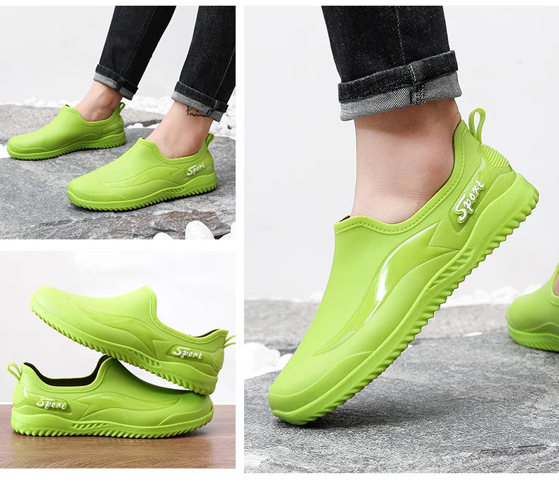 Low-top Rain Boots Women's Kitchen Water Boots Waterproof Exterior Wear Casual Flat Work Non-slip Lightweight Men's Rain Boots