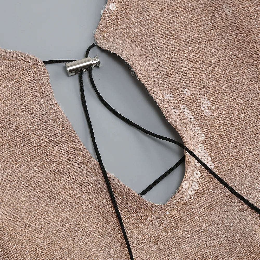 Luxury celebrity vacation photography nightclub evening gown sexy solid color sequin banquet long sleeved dress