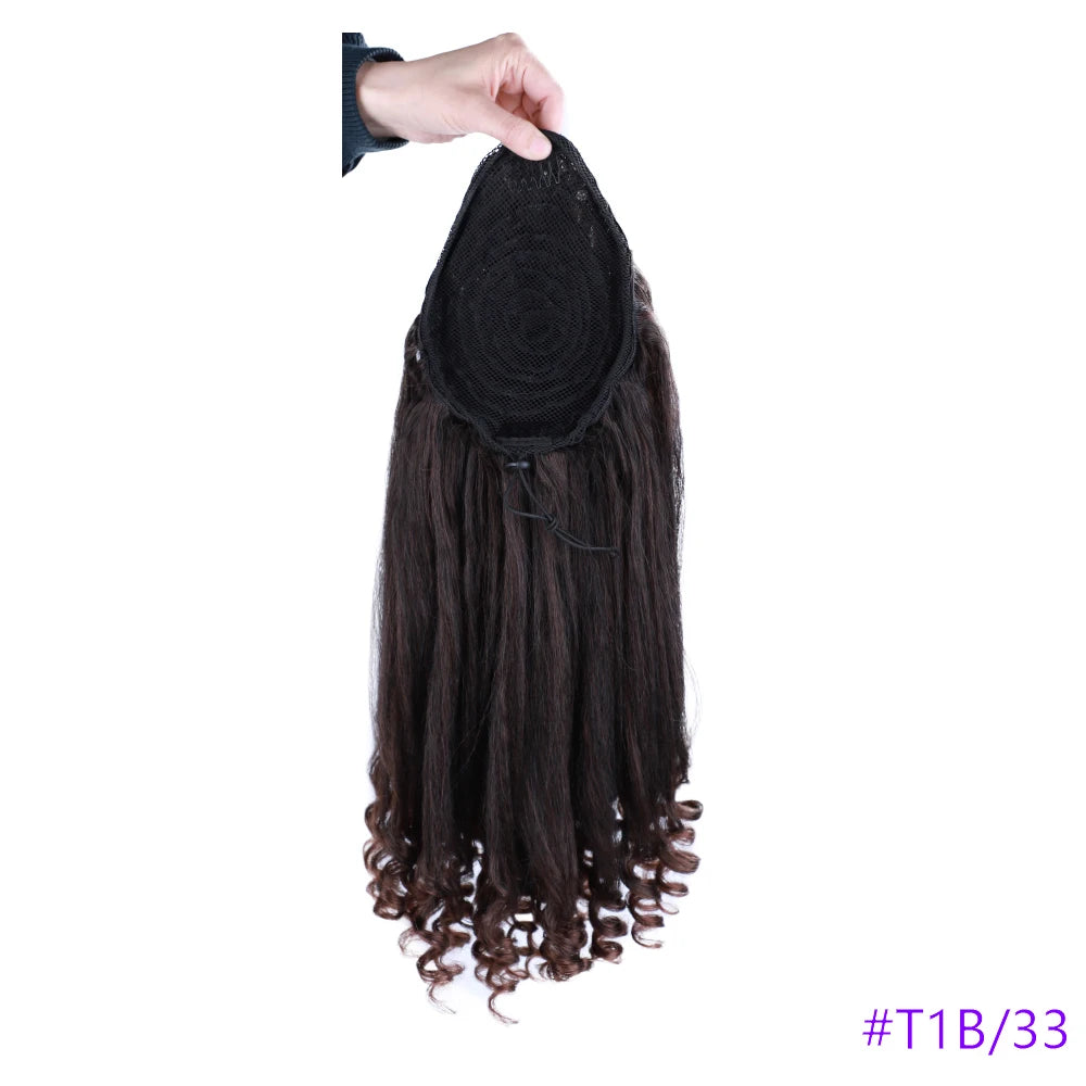 Synthetic Long Curly End Ponytail Extension Synthetic Draw-string Ponytail Clip-In Hair Extension For Women Natural Looking