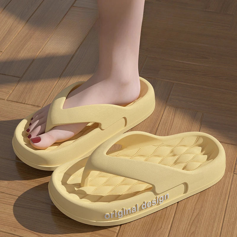 Supersoft Thick Sole EVA Unisex Flip Flops Home Non-slip Light Slides Outdoor Versatile Beach Flat Sandals for Couples Sandalias