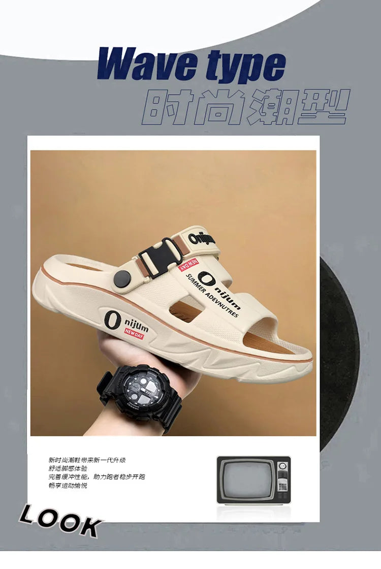Summer Shoes Men Men's Sandals Anti-odor Thick Bottom Home Slippers Male Fashion New Anti-slip and Wear-resistant 2025 Eva Beach