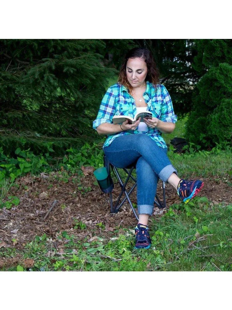 Outdoor Quik-E Seat Collapsible Stool with Back Support