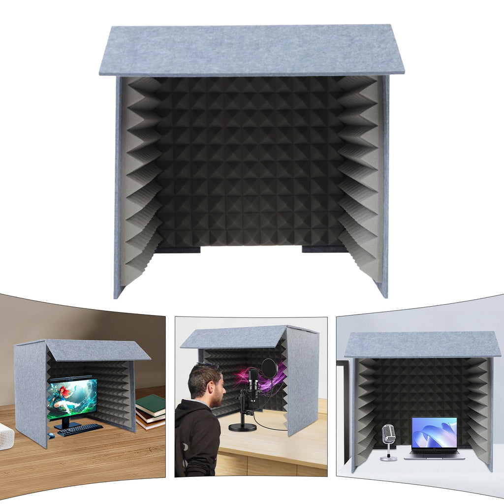 Professional Foldable & Portable Desktop Soundproof Booth, 23.6" Cube with Dual-Layer Acoustic Panels for Recording/Streaming