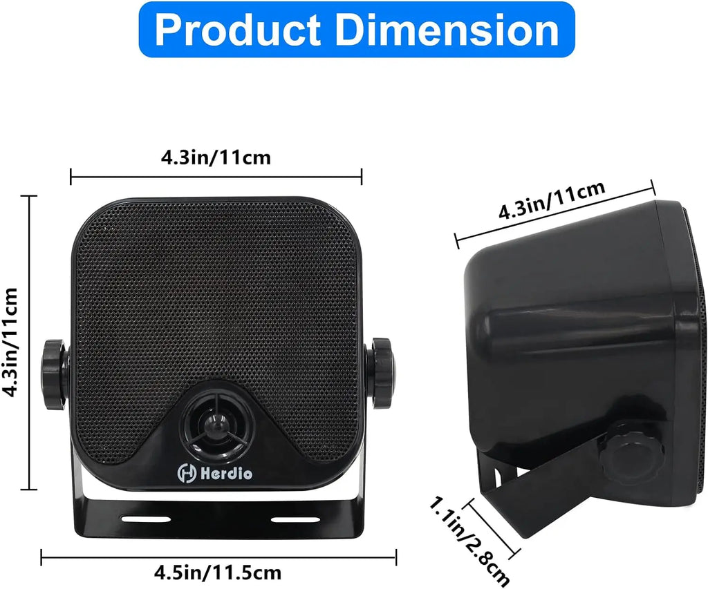 Herdio Waterproof Marine Speakers 100W 4 Inch Motorcycle Audio Speaker Heavy Duty Music Sound System For outdoor ATV UTV