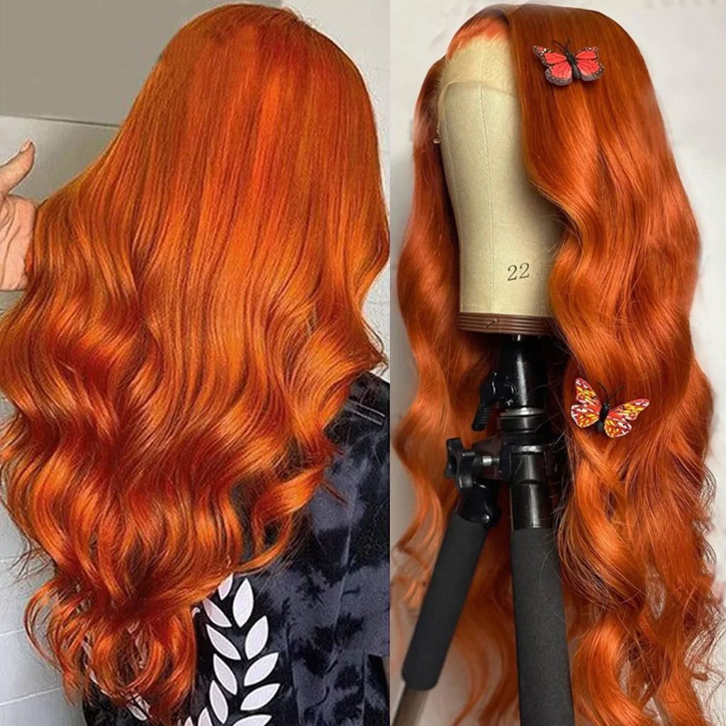Lafino Ginger Hd Lace Wig 13x6 Human Hair Loose Body Wave 13x4 Lace Frontal Body Wave Wigs Orange Wig 350 Colored Human Hair Wig