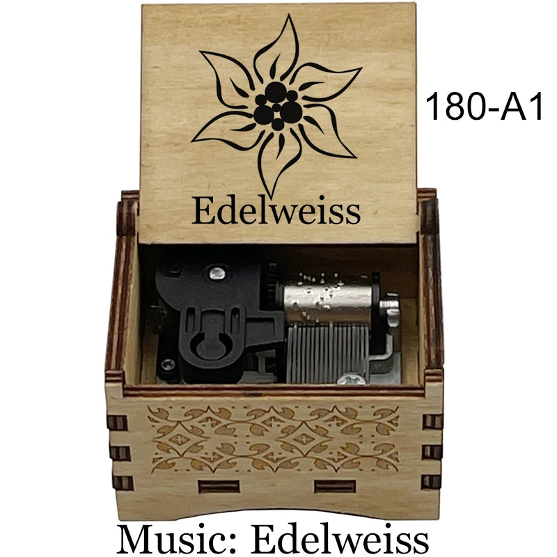 Edelweiss Wooden Music Box 18 Note Wind Up Movement Boutique Friends Birthday Gift Cute Home Decoration