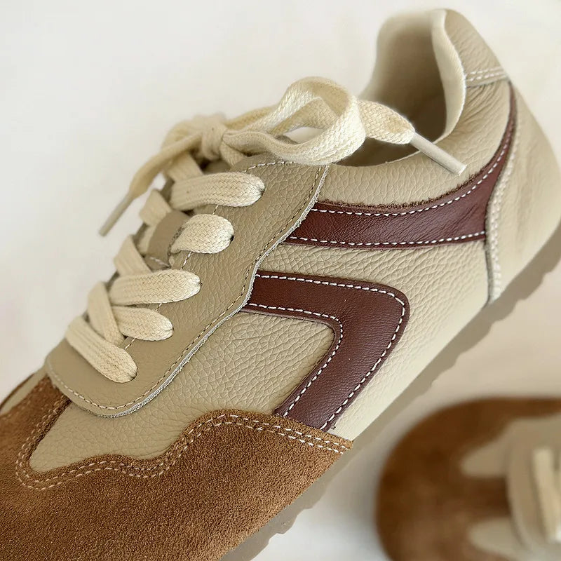 Careaymade-Genuine Leather wider toe women's shoes,soft sole comfortable casual single shoes,lace Barefoot small white shoes