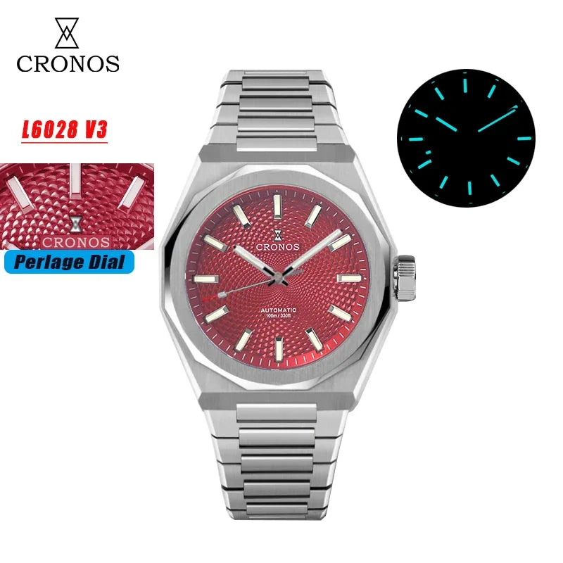2025 Cronos L6028 New Dial Limited 39mm PT5000 See-through Caseback Men Automatic Wristwatches 10ATM Lumious V3 Watches for Men
