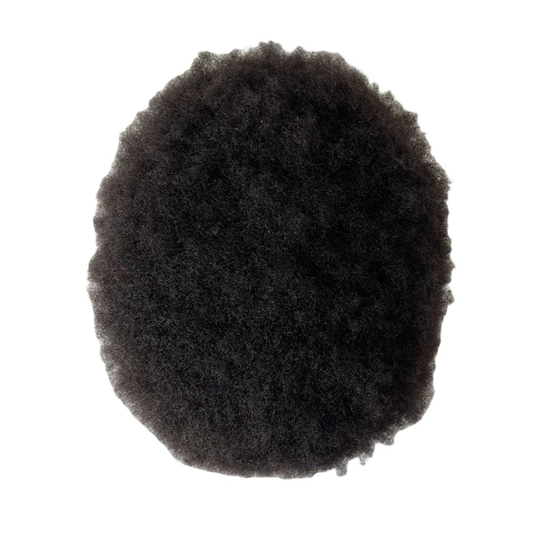 Indian Virgin Human Hair Replacement 6mm Root Afro #1b Black Color 8x10 Toupee Full Lace Unit for Black Men